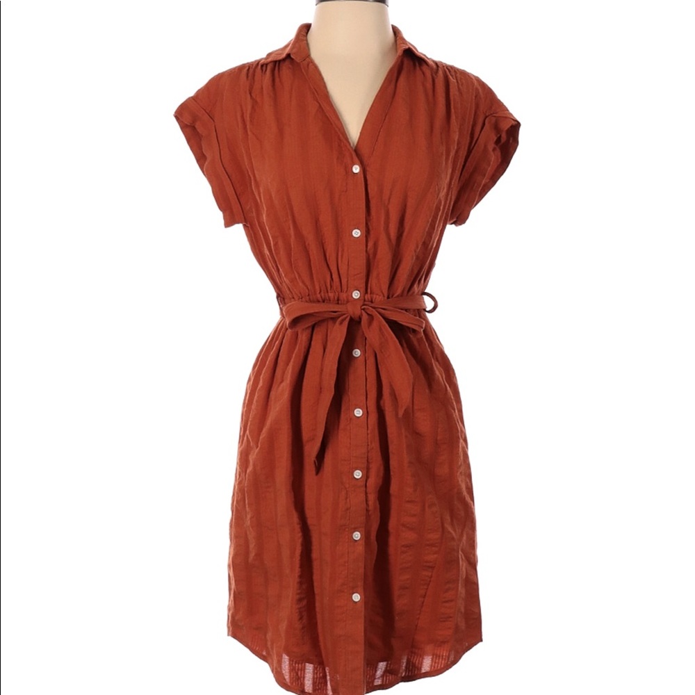 Jcrew burnt orange button down dress